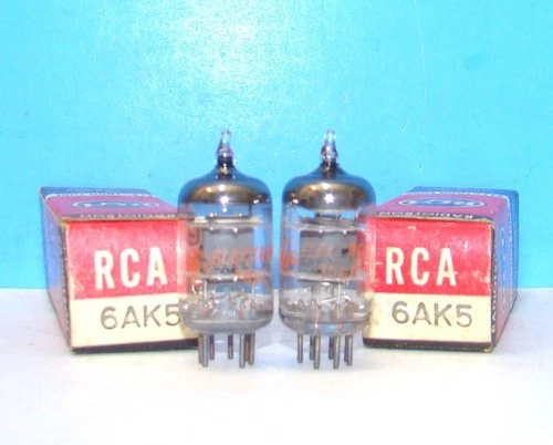 6AK5 NOS RCA radio vintage amplifier audio vacuum tubes 2 valve tested 5654 EF95