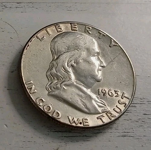 1963-P AU Franklin Half Dollar 90% Silver - Free Shipping! #3