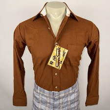 Vtg 70s Gino Paoli Shirt Super Suede Disco Mod Nik MCM NOS Deadstock Mens Medium