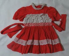 Vintage 1977 Size 4 Childs Red Dress w/Lace Ruffle