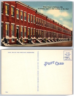 White Steps Row Houses Baltimore MD Postcard