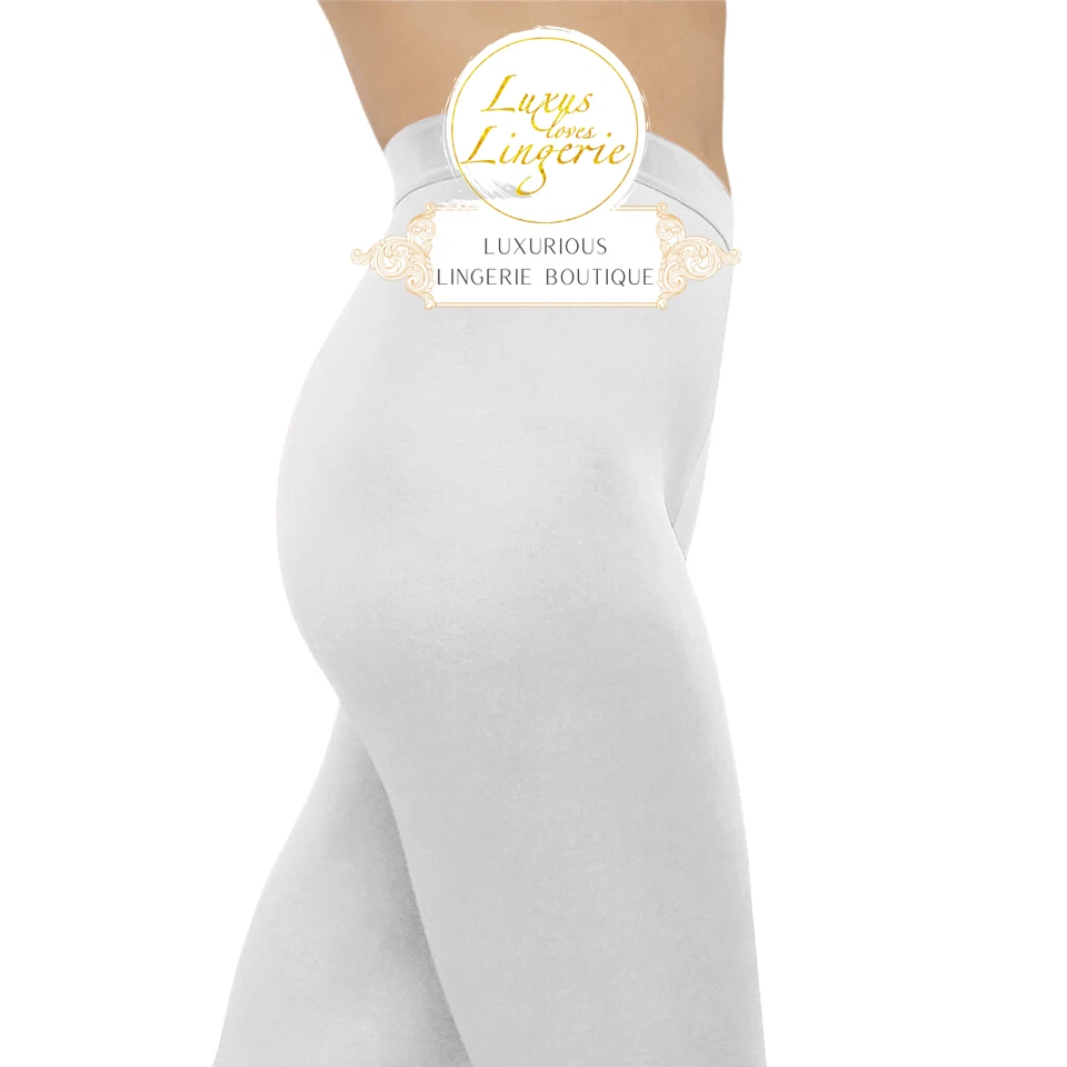 Satin De Luxe Tights Wolford M White Pantyhose with Lots of Shine Opaque - Image 3 of 4