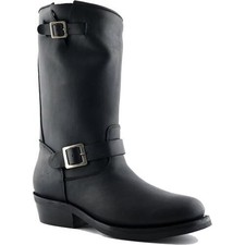 Grinders Rebel Womens Mens Black Leather Engineer Cowboy Western Boots Size 3-12