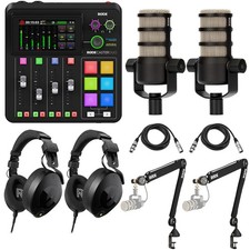 Rode RODECaster Duo Integrated Audio Production Studio, Bundle with 2x PodMic Mi