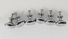 6 Chrome Cabinet Knobs Door Drawer Pulls Handles, Lot of 6