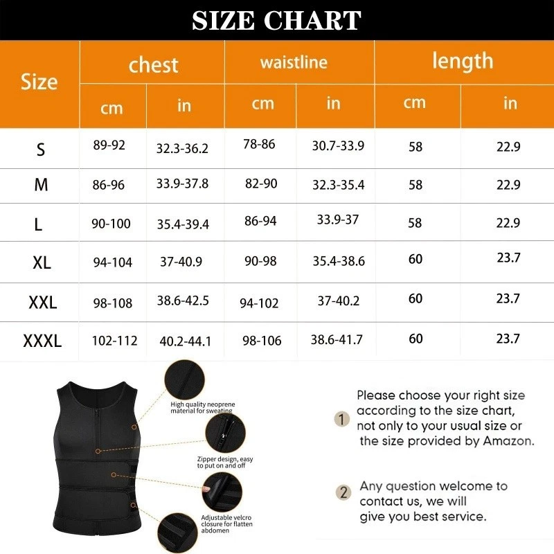 Men Sauna Sweat Vest Waist Trainer Body Shaper Weight Loss Tank Top Suit Workout - Image 4 of 4