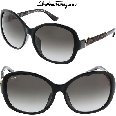 SALVATORE FERRAGAMO SF744SLA 001 BLACK GRADIENT GREY BUTTERFLY SUNGLASSES. 59 mm