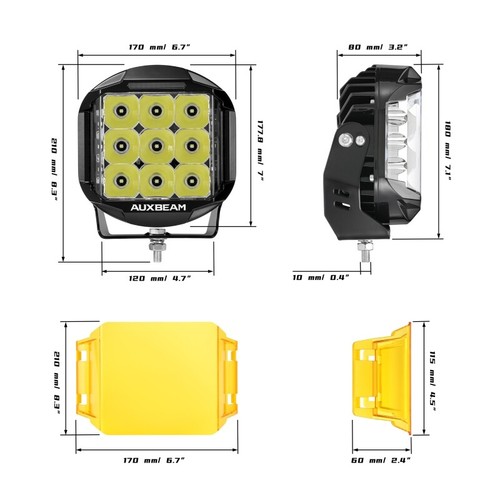 AUXBEAM 7"in LED Work Light Bar Side Shooter Pods Offroad Driving Amber DRL Lamp - Picture 11 of 12