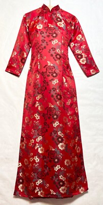 Ao Dai TT-067 Gam Thuong Hai Thuong Hang Size XL - Red/Gold/Blue