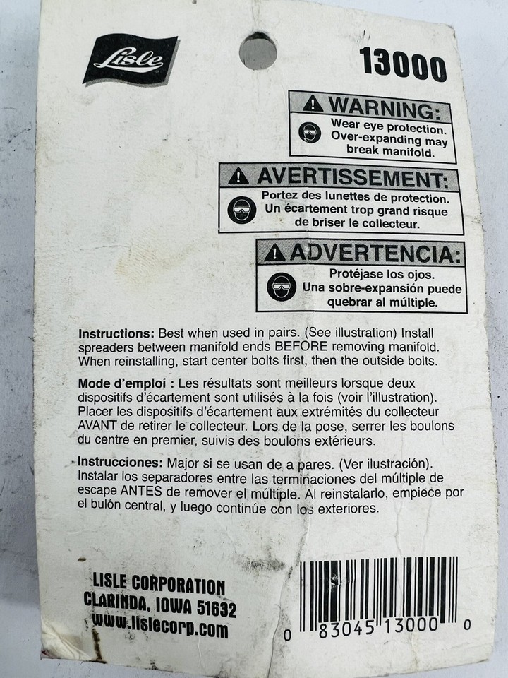 Lisle Exhaust Manifold Spreader 13000 new in package eBay