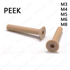 PEEK Plastic Hex Socket Countersunk Flat Head Screws M3/M4/M5/M6/M8