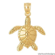 New 14k Gold Sea Turtle Pendant 