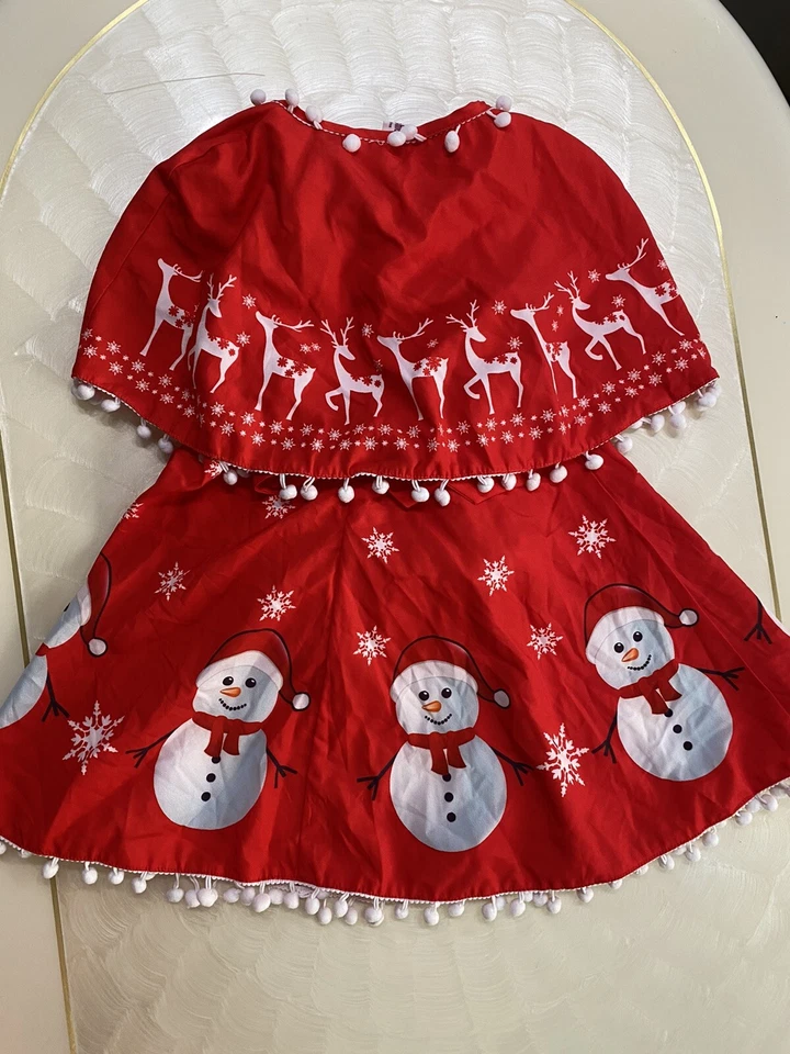 Vestido Niña Hombre Nieve Capa Roja Año Navidad Talla 4 Usado Foto 3 de 4