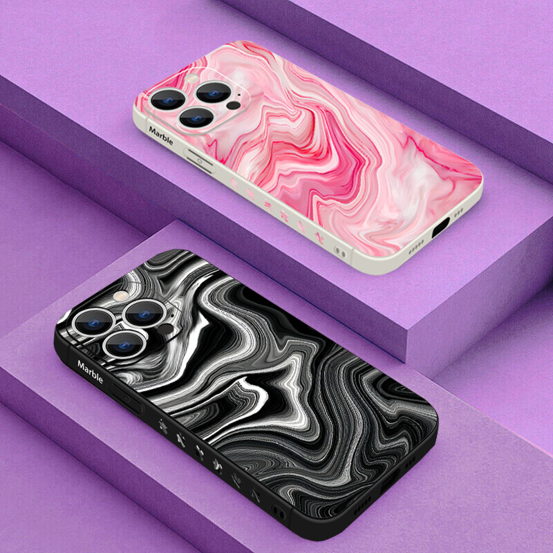 Marble Phone Case For iPhone 15 Pro Max 14 13 12 11 7 8 XS Shockproof Soft Cover