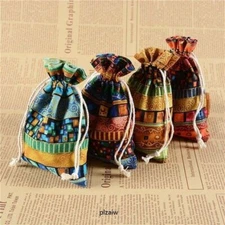 20 X Ethnic Drawstring Jewelry Pouch Small Cloth Favor Bag Party Mixed Color