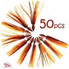50pcs Brown Orange 4.75" Fishing Squid Skirts Octopus 12cm soft lures Hoochies