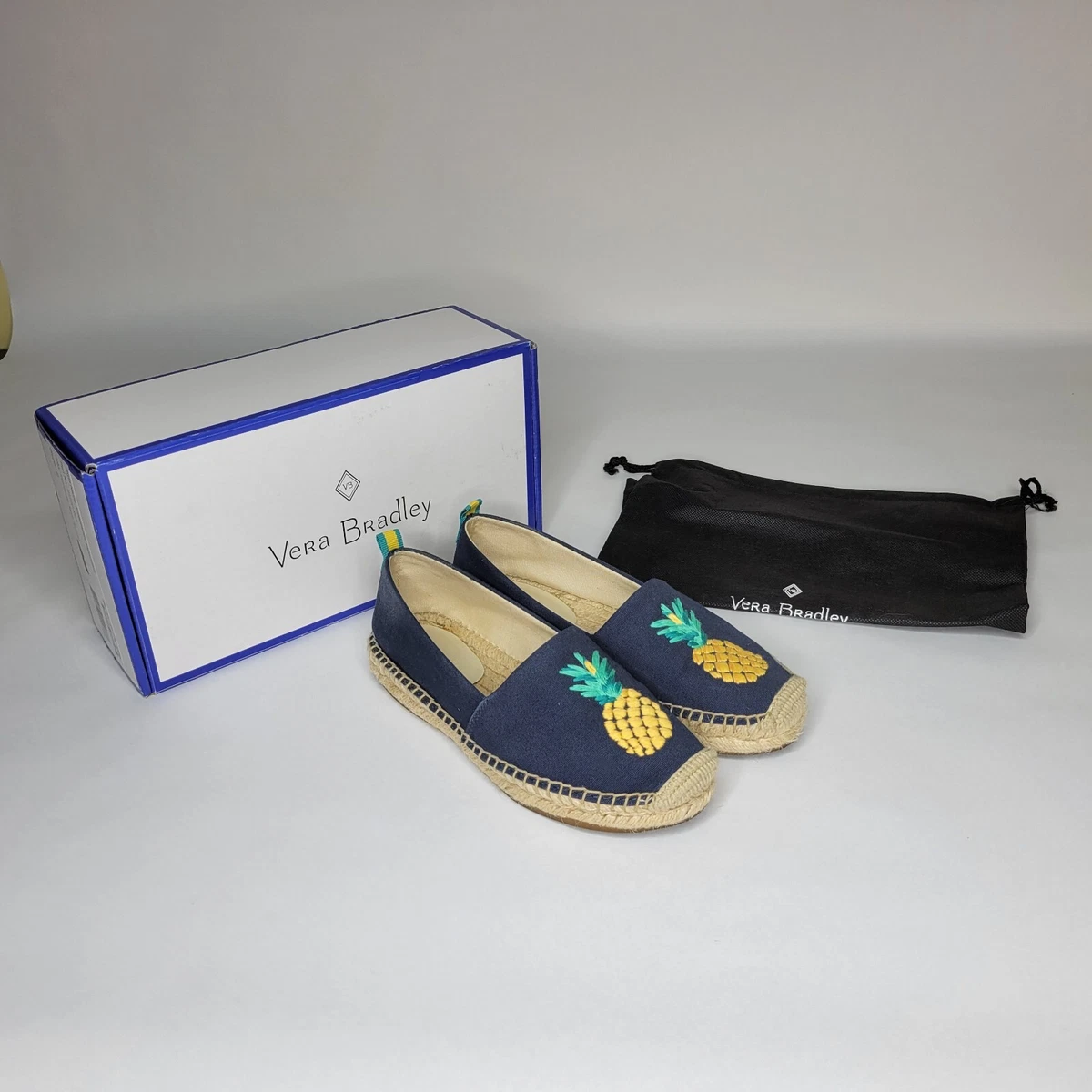 Vera Bradley Embellished Espadrilles Womens Size 6 Pineapple Navy
