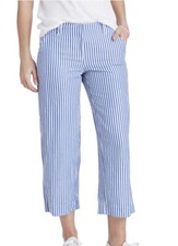 VINEYARD VINES Blue And White Striped Belted Linen Catamaran Pants Size 4