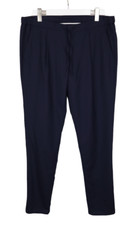 SUITSUPPLY Ames Pleat ES Trousers Men's UK 38 / W37 Pleated Zip Fly Wool Navy