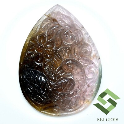 SBI Gems Natürlicher Turmalin Handgemacht Carving 40x30 mm Pink Gem 37.57