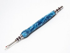 Handmade Double Seam Ripper w/ Sewing Stiletto, Aqua Blue Teal and Black Acrylic
