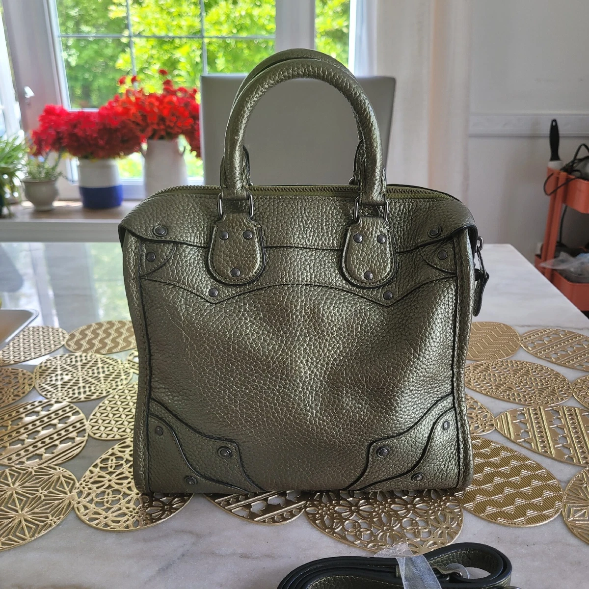 Coach metallic best sale satchel