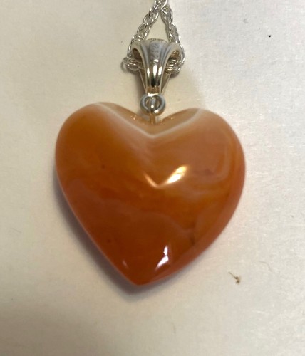Botswana Agate Heart Pendant Sterling Silver Hand Carved One Of A Kind. - Picture 8 of 11