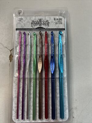 Yarnology 8 Piece Crochet Hook Set Aluminum 3.25-6.5mm Hooks - NEW