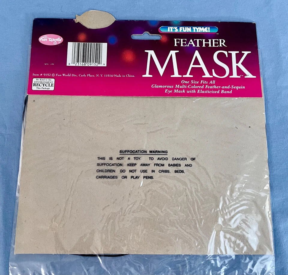 Fun World Feather/Sequin Masquerade Style Eye Mask With Elasticized Band One Sz. - Image 3 of 3