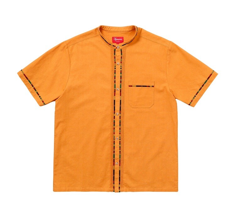 Supreme SS Band Collar Shirt GOLD Size Medium SS18 IN HAND FREE