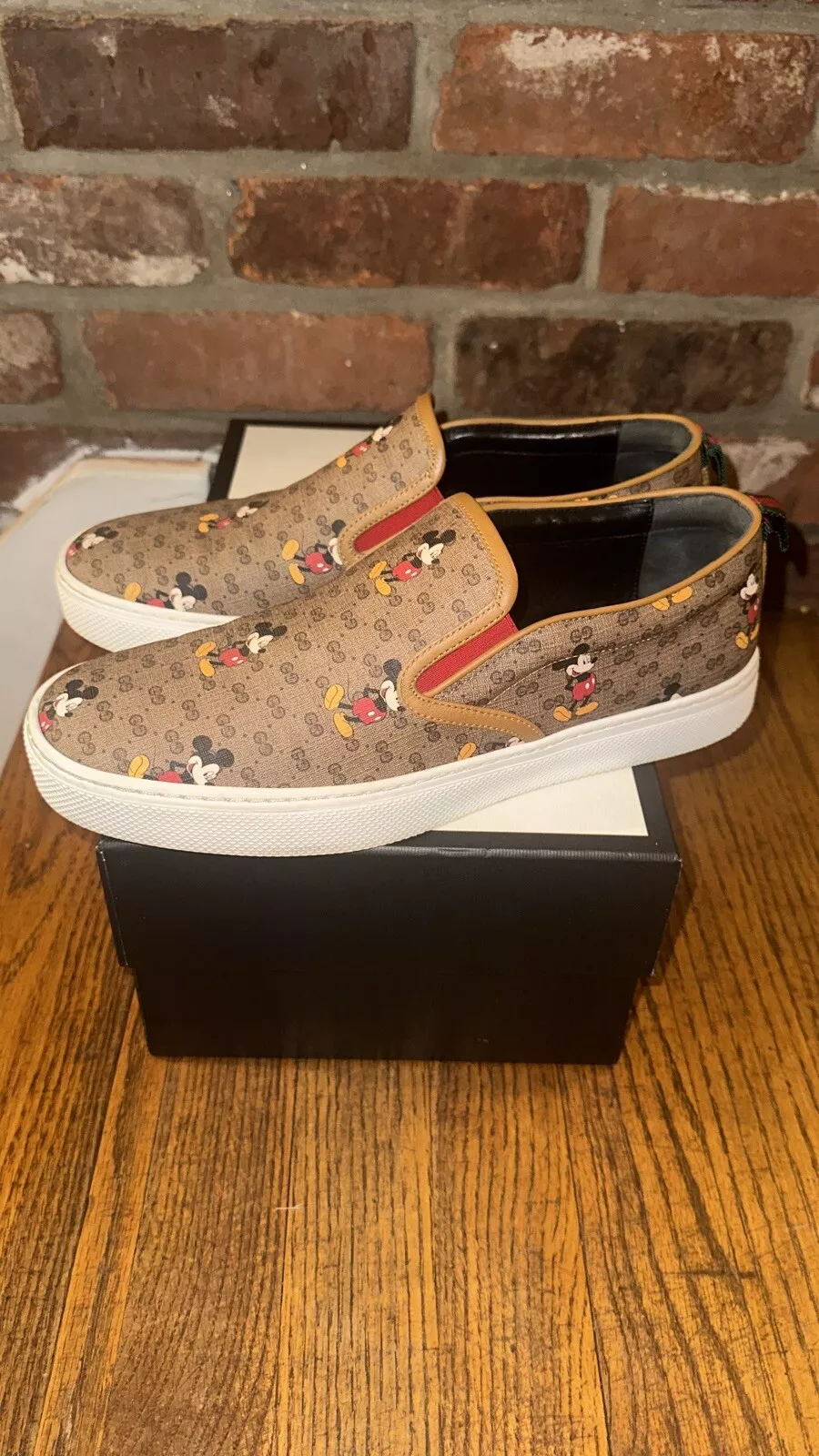 Lot baskets GUCCI X DISNEY GG Supreme bordure cuir ornement 603689 taille 8
