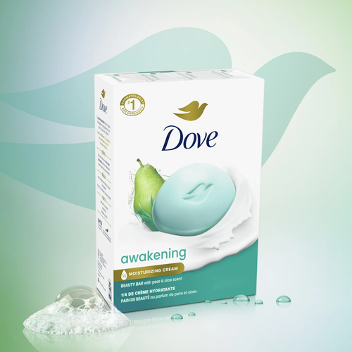 Dove Awakening Gentle Beauty Bar Soap All Skin Type, Pear and Aloe, 3.75 oz NEW - Picture 5 of 12