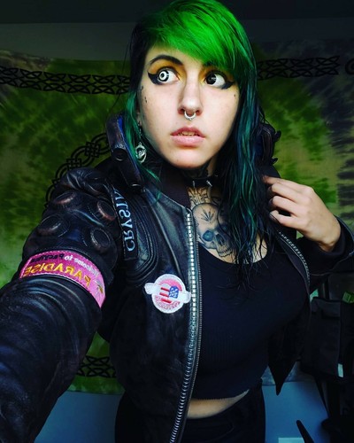 Damen Cyberpunk 2077 Samurai Stil Braun Cosplay Echt Lammleder Lederjacke - Bild 2 von 8