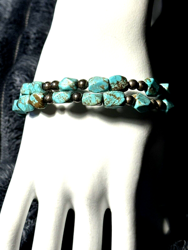 2 -3 Wire Strands Turquoise Pewter 8 Inch Wrap Around Bracelet Adjus “Healy-Mae” - Picture 9 of 12