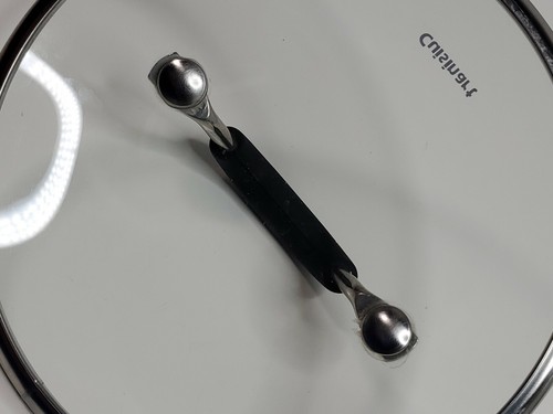 Pot Pan Lid Clear Glass 6.12” inner lip 6.63” outer edge Cuisinart Black Handle - Picture 6 of 10