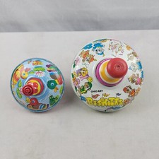 Set Of 2 Tin Metal Tops Ohio Art The Biskitts 1984 Hanna-Barbra And Ducks