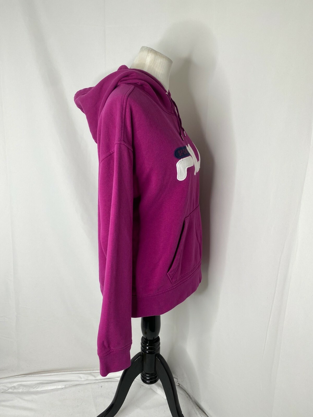 Felpa donna media con cappuccio Fila viola grande logo tasca sportiva