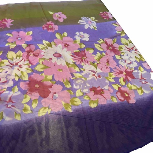 Purple Pink Floral Scarf Wrap Flowers Green Rectangle Spring Summer Polyester - Picture 6 of 9