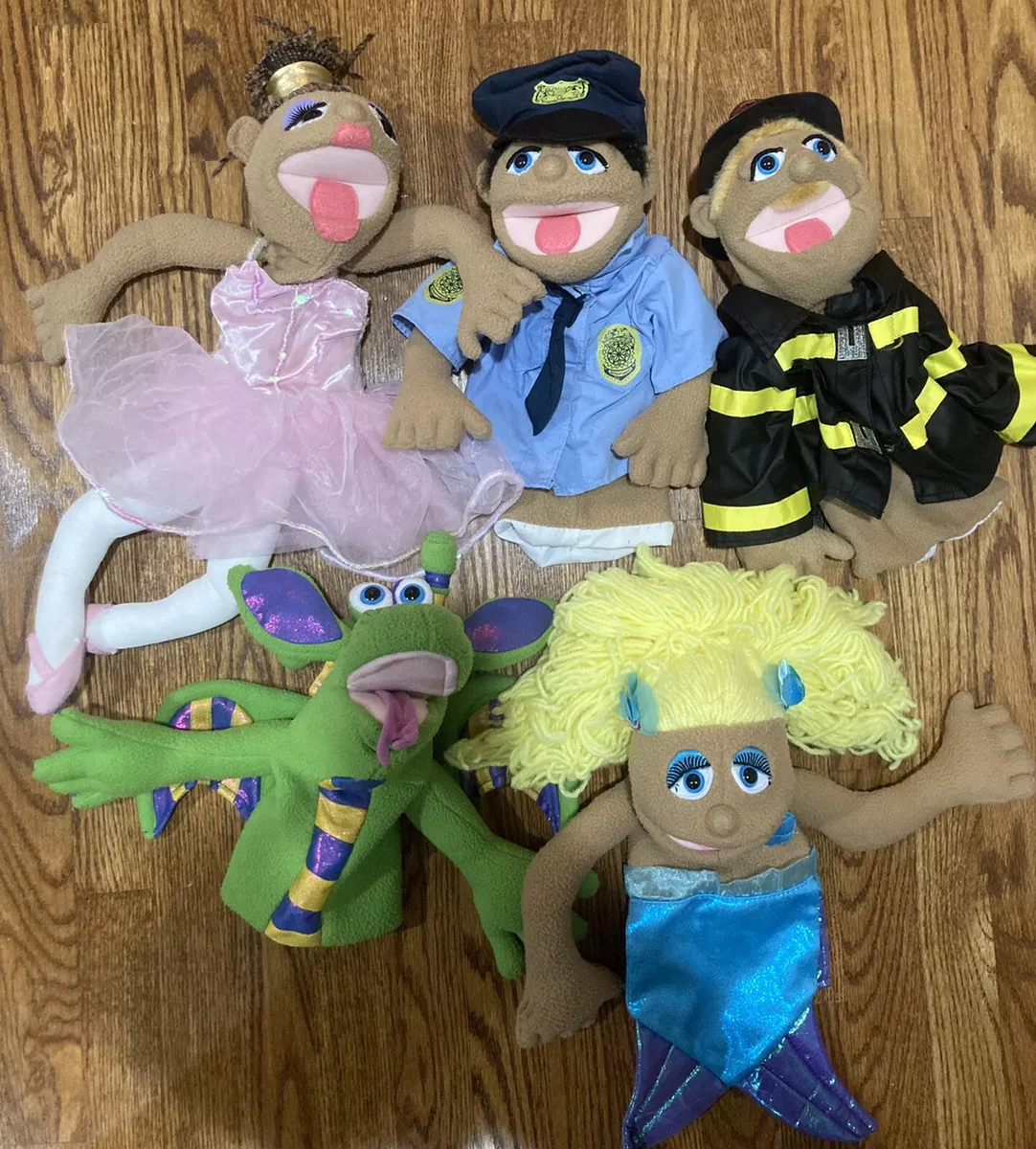 Melissa Doug Puppets Mermaid Dragon Ballerina Fireman