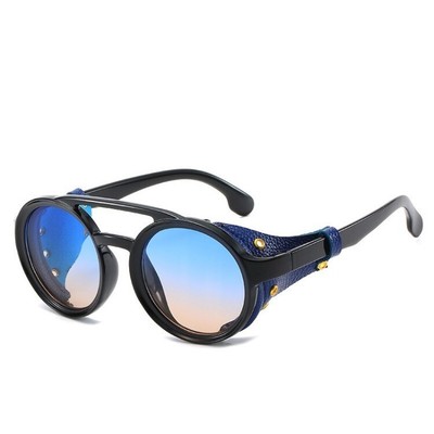 Steampunk Sunglasses Round Goggles Side Shield Rivets Designer Shades Lentes New