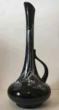 Vintage  Royal Haeger Black with Drip Glaze Ewer Mid Century Vase  Large 18.5"