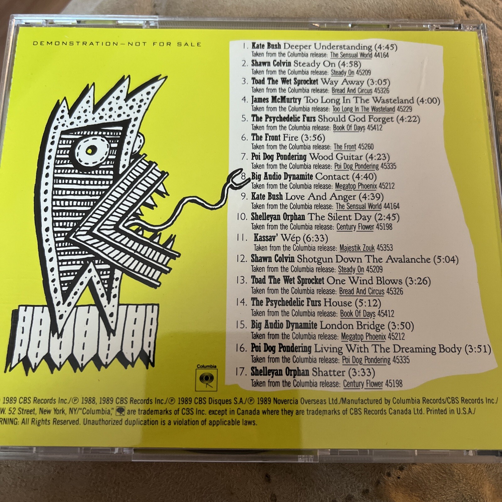 CBS Columbia BZZ 1989 Sampler (Promo CD) Kate Bush, Shawn Colvin, etc