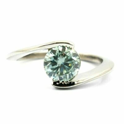 5.50 Ct Blue Diamond Designer Round Cut  Solitaire Ring in 925 Silver, Treated