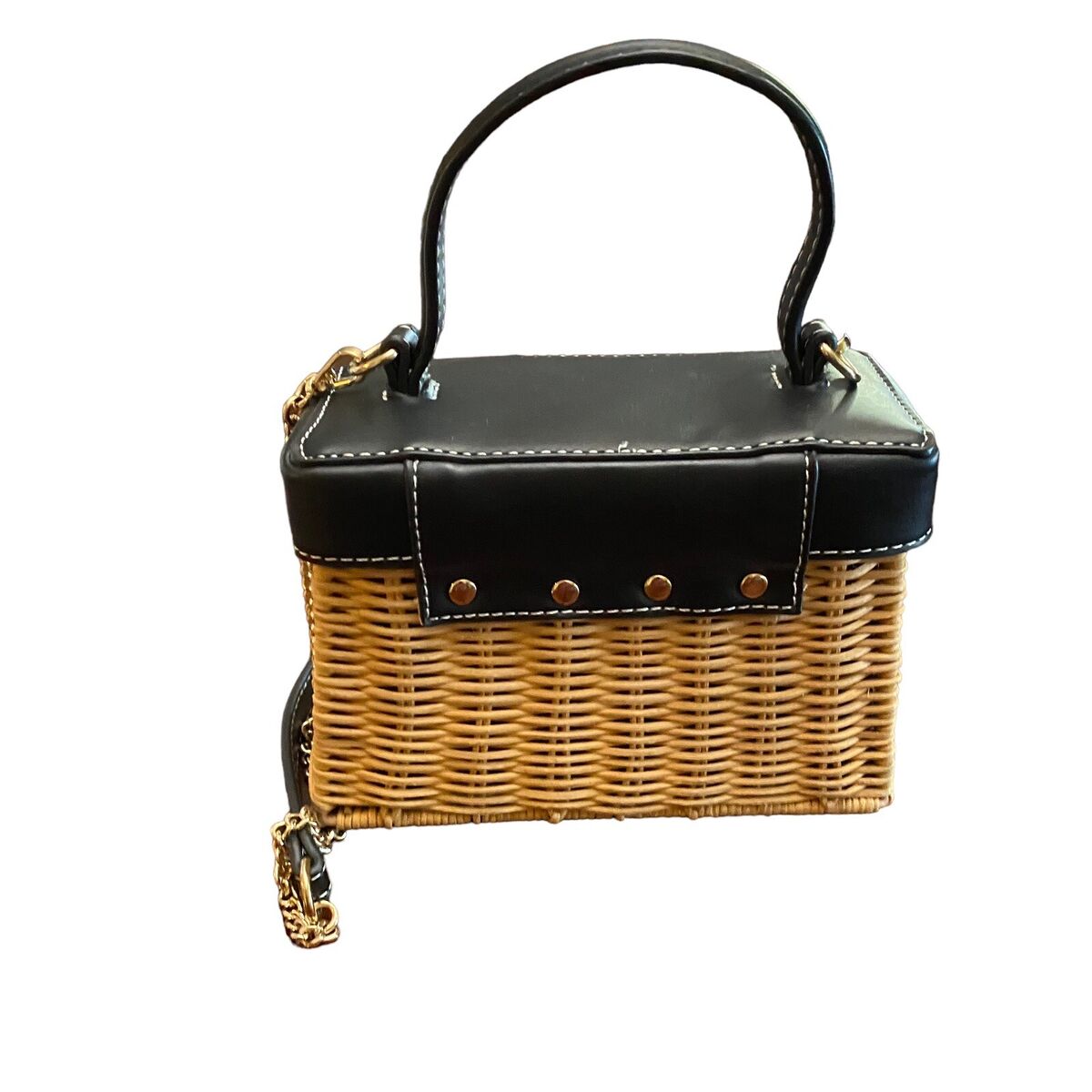 Zara Trapezoidal Bamboo Woven Rattan Wickel Shoulder Zara Trapezoidal Bamboo Woven Rattan Wickel Shoulder
