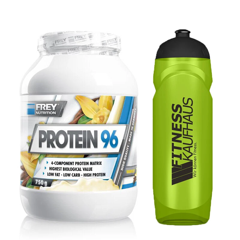 (59,87 EUR/kg) Frey Nutrition Protein 96 - 750g Eiweiss + Trinkflasche NEU