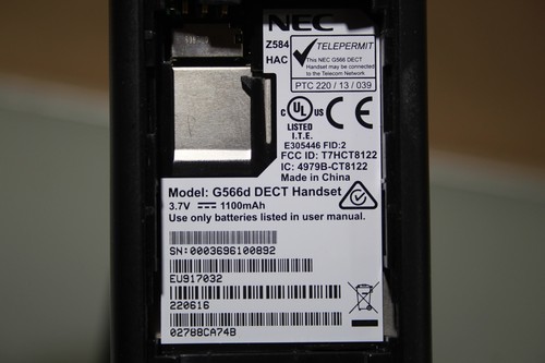 NEC G566d Dect schnurloses Telefon mobilteil Handset mit Ladeschale/Teil defekt - Picture 8 of 9