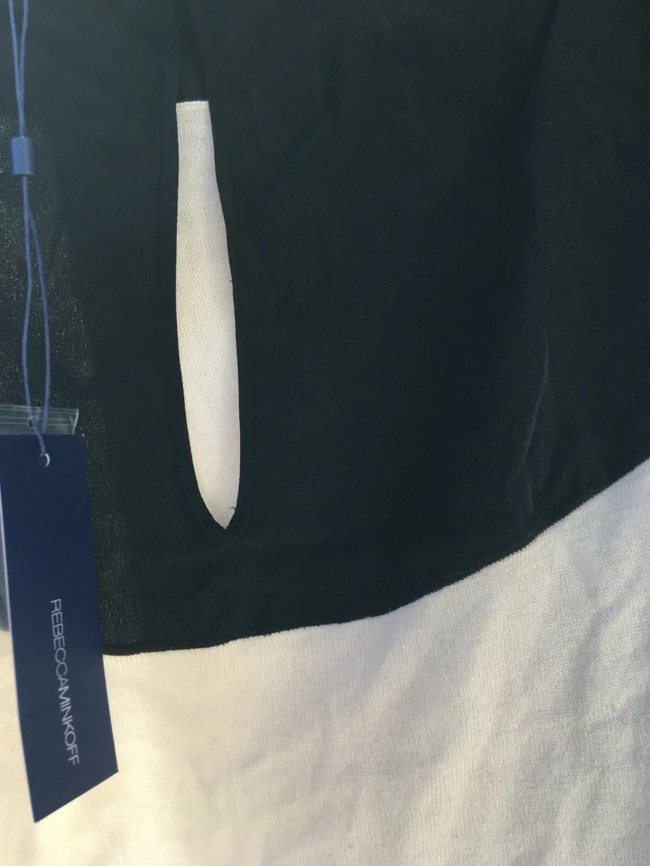 Suéter Top Rebecca Minkoff Reiko Para Mujer Mezcla Seda Cachemira Marfil Negro Talla S Foto 3 de 4