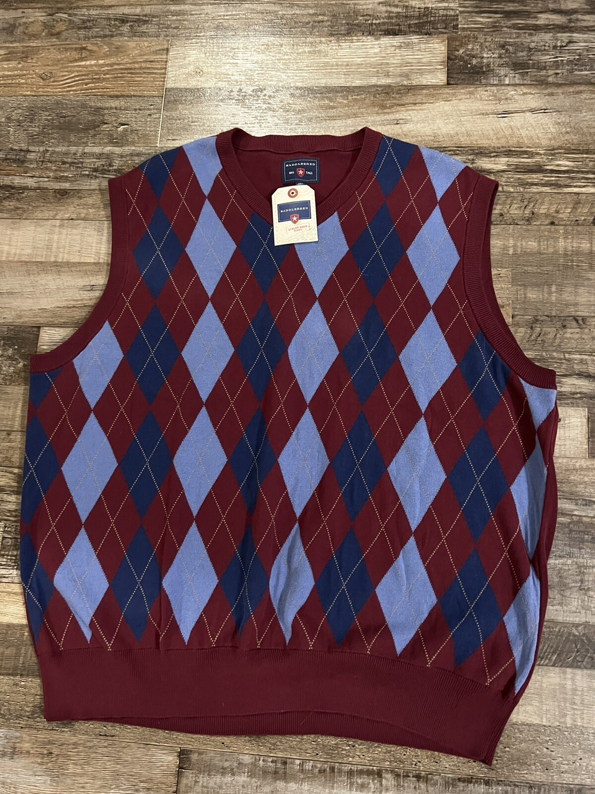 SADDLEBRED MENS BurgendyV-NECK SWEATER 