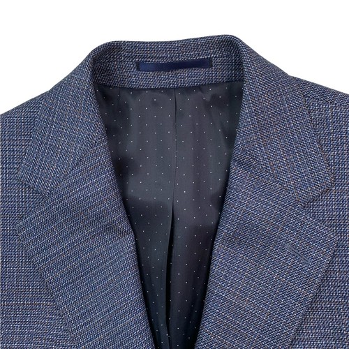 Bespoke 40 S Huddersfield Fine Worsted Blue Speckled Knit Wool / Linen Blazer - Picture 2 of 10