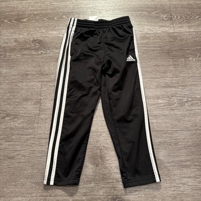 Adidas Pants Youth 5 Black White Stripe Sweatpants Logo 18x16 Lounge Casual
